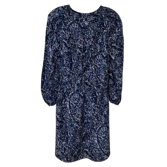 Rebecca Taylor - Block Print, Long Sleeve, Floral Mini Dress - Size 0, Blue - Picture 8 of 17